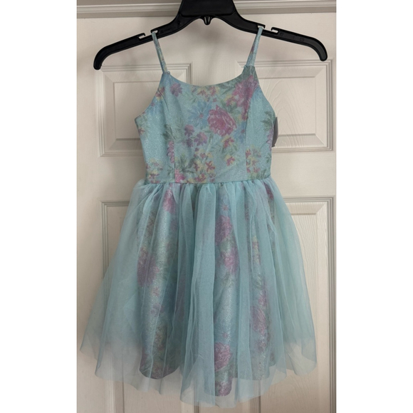 Girls Zenzii Dress Size M Blue Floral - Picture 1 of 4